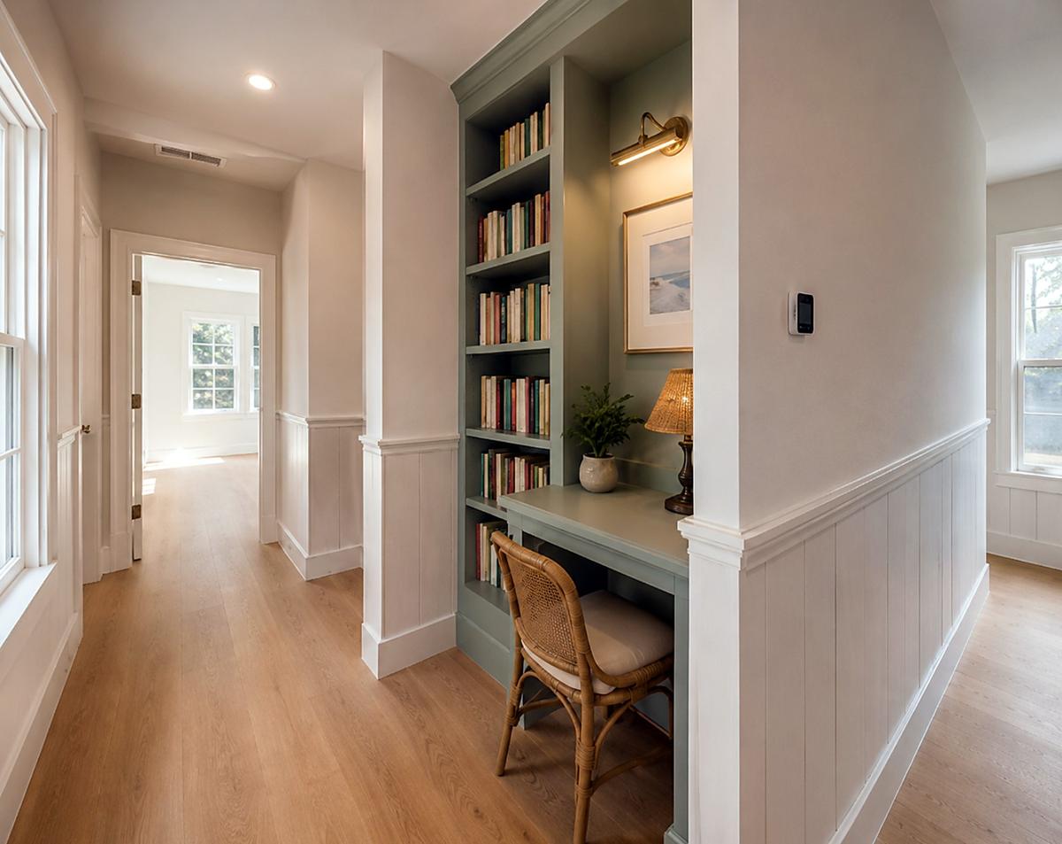 Upstairs Hall and Homework Nook, proposed design rendering